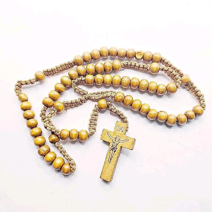 TERLARIS Kalung Rosario Kayu Tali 8 mm READY
