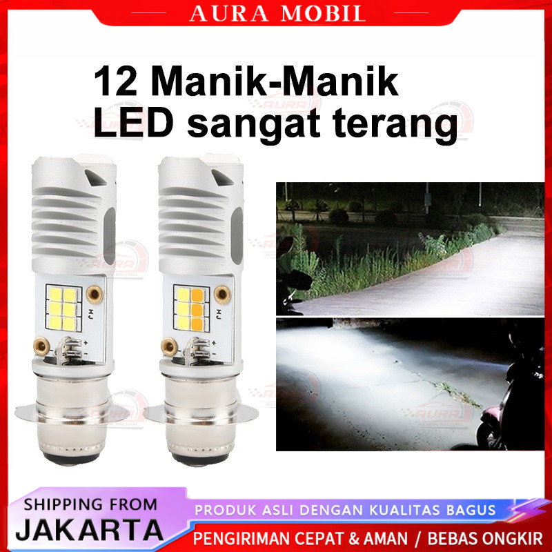 Lampu Led Motor Super Terang H6 M5 P15D Bohlam Lampu Depan Sepeda Motor LED Canbus 12V Bohlam Lampu 