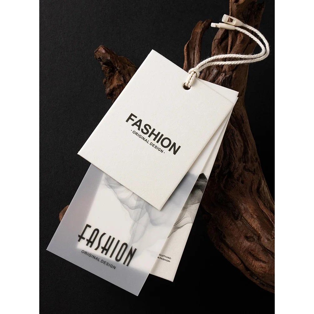 

100pcs Thickened White Cards With Semi-transparent Soft Plastic Clothing Tags Custom Logo Price Trademark Hanging Tags Customiza