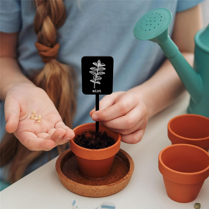 

ABNO-24Pcs Black Waterproof Plant Labels Signs 12 Styles Garden Markers Acrylic Stakes Tags With Names