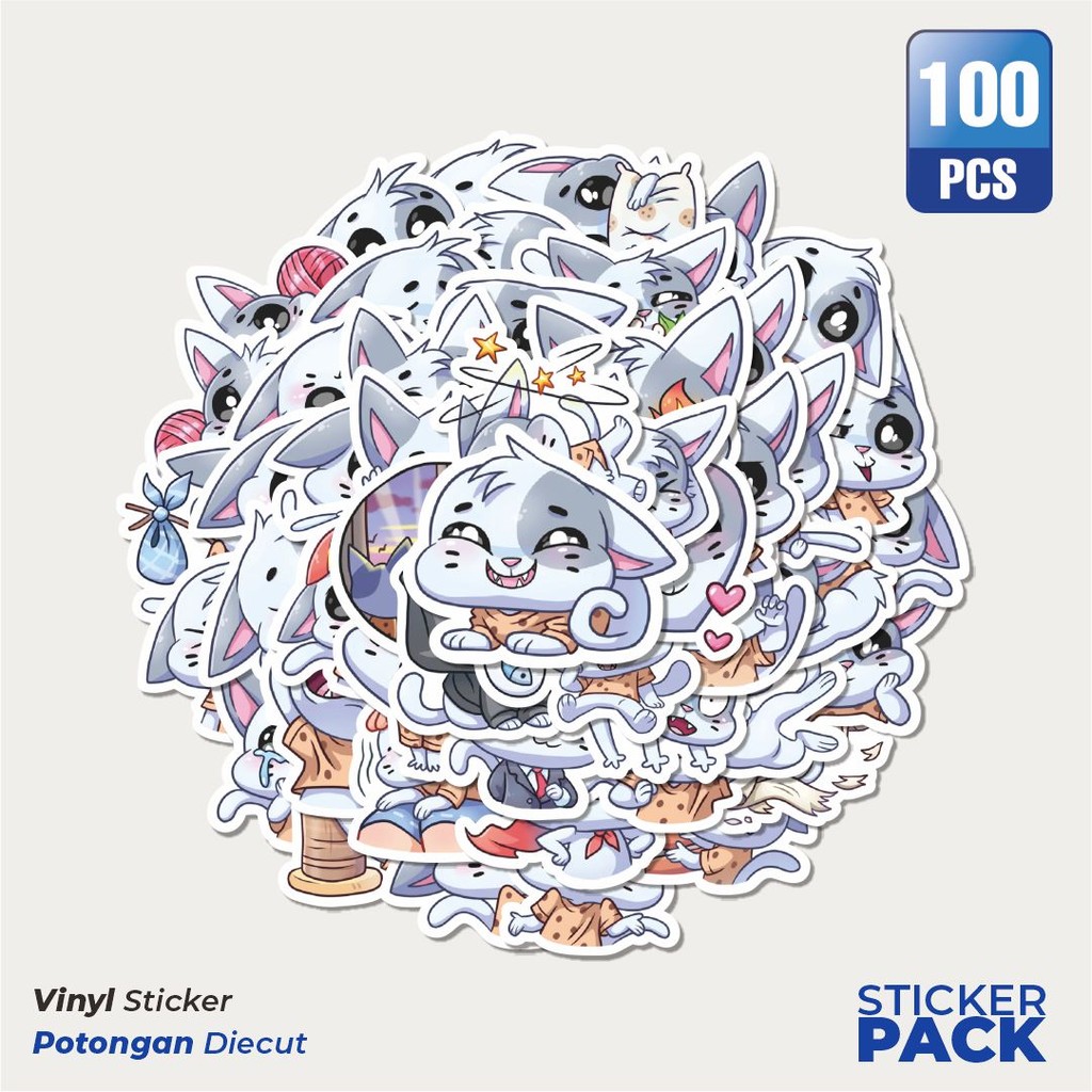 Stiker Vinyl Stiker Kartun Funny Blue Caty Waterproof Aesthetic- Untuk Laptop, Motor, dan Helm - Pap