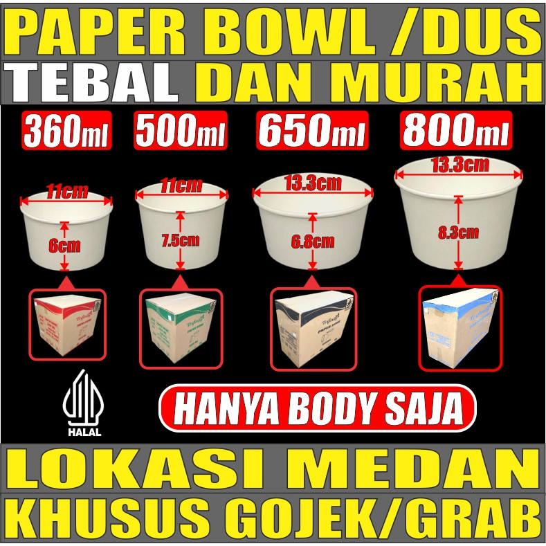 

Trifinity Paper Bowl Tebal 360ml 500ml 650ml 800ml Hanya Body Mangkok Kertas Tahan Panas Dus Gojek Medan