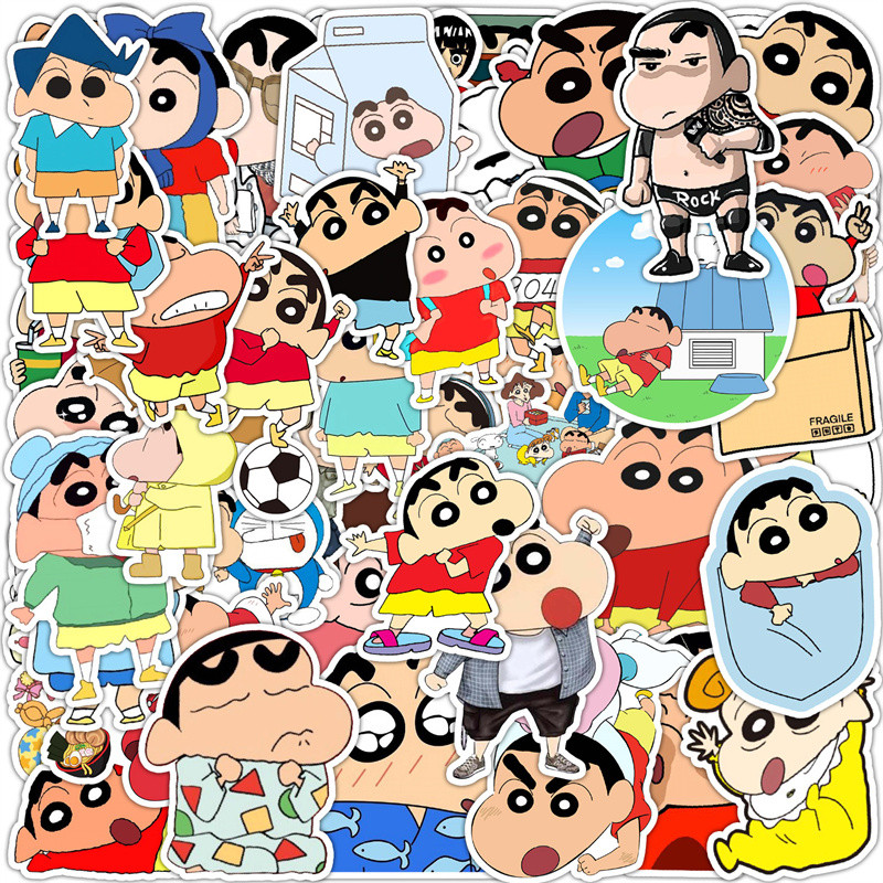 

50pcs Anime Crayon Shinchan Stickers Cartoon Stickers Toy Laptop Motorcycle Suitcase Sticker Kids Birthday Party Gift