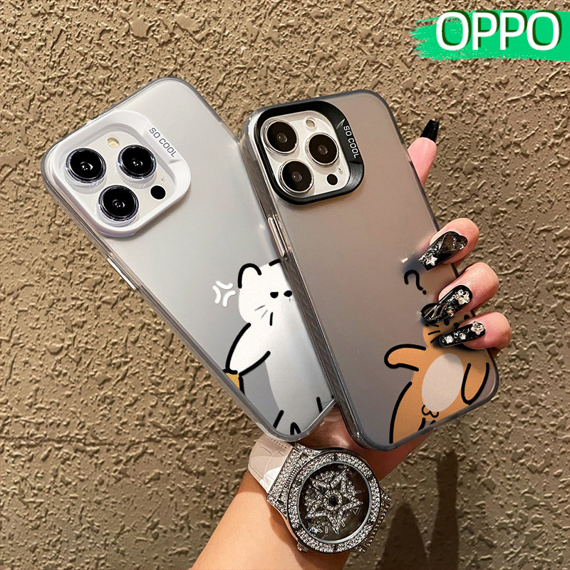 Lucu Kitten Couple Hologram PC Case OPPO A18 A57 A16 A15 A17 A60 A3x A3s A5s A54 A53 A12 A31 A58 A1K