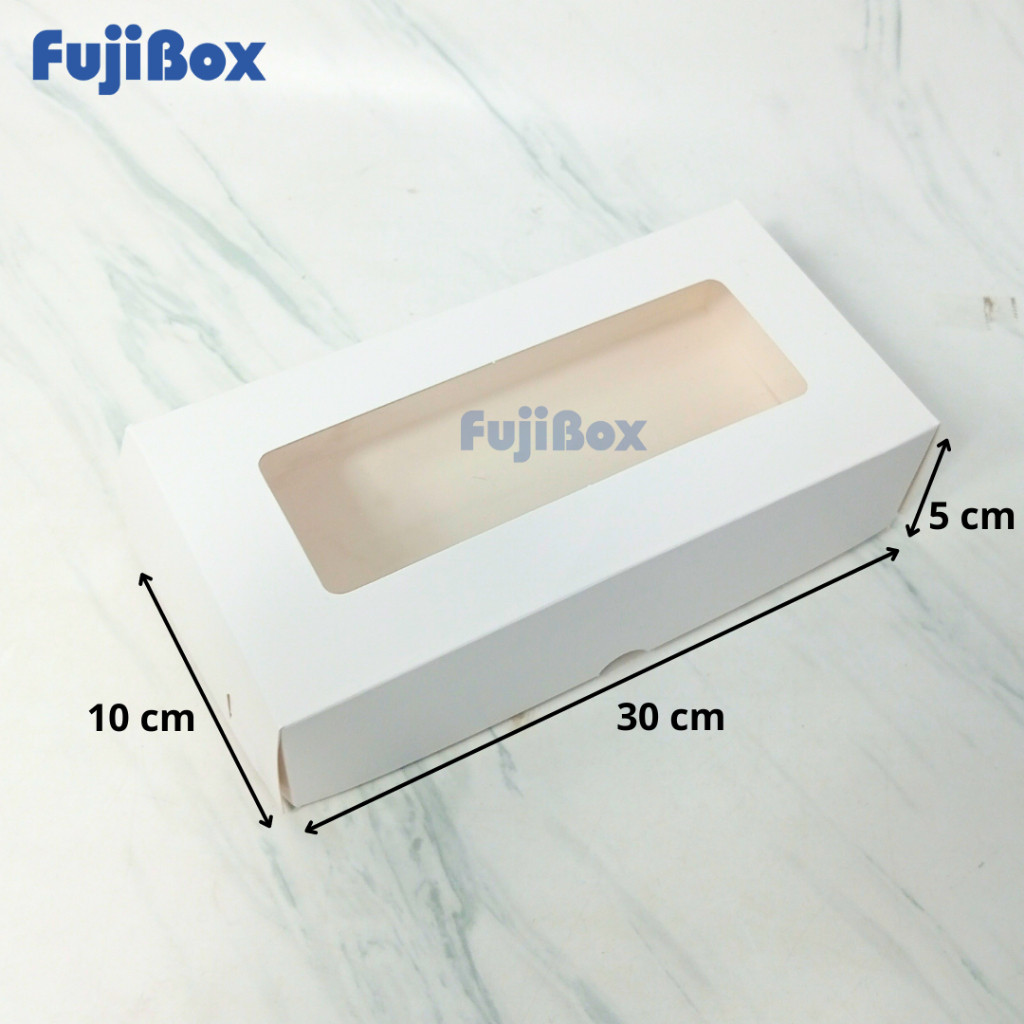 

(10 Pcs) Fuji Box Dus Kotak Kue Ivory 10 cm x 30 cm x 5 cm Putih Polos Ivory Premium Jendela