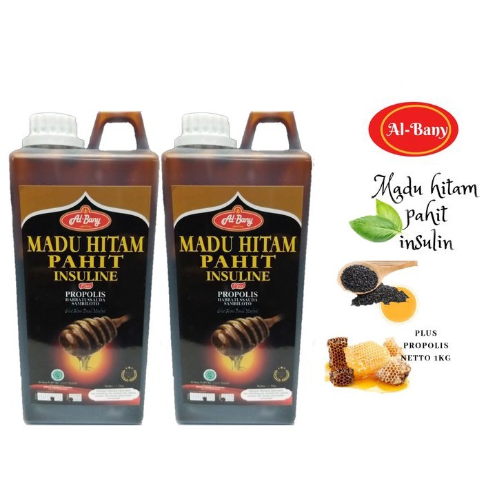 

Paket Super 2 Madu Hitam Pahit Al-Bany Nett 1 kg (Plus Daun Insuline,Propolis Trigona,Habbatussauda)