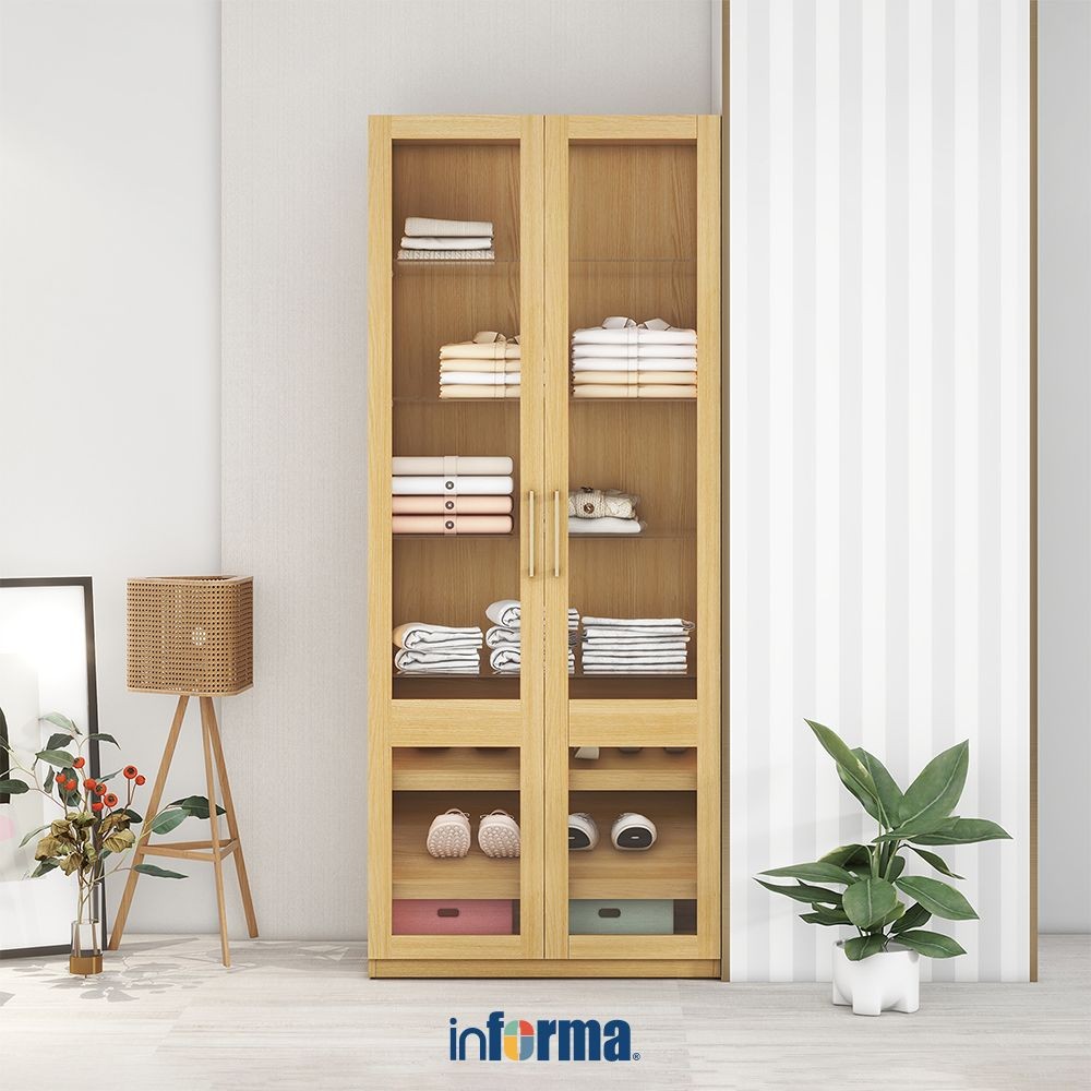 Informa Kenn Kabinet Sepatu & Tas 2 Pintu - Cokelat Display Cabinet Kabinet Koleksi Pajangan Tas Sep