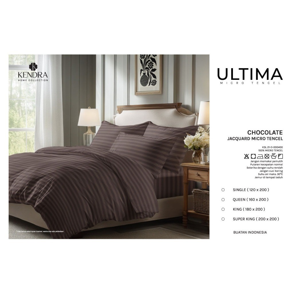 Kendra ULTIMA Set Bedcover + Sprei 120x200 Tinggi 30 Cm - Single Size Polos Emboss Garis USHOP