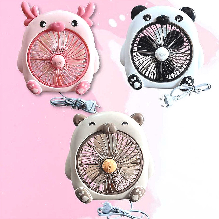 Kipas Angin Karakter DNA Listrik Table Fan Lucu Mini Fan Karakter Panda Rusa Capybara 8in 8 Inch