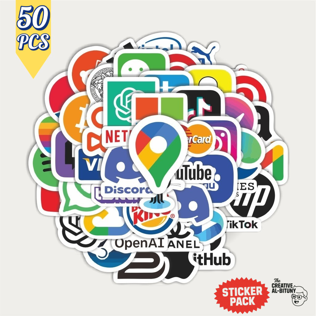

50 PCS Sticker Pack Stiker Logo Aplikasi Klasik | Sticker TUMBLR | Stiker LAPTOP KOPER HELM