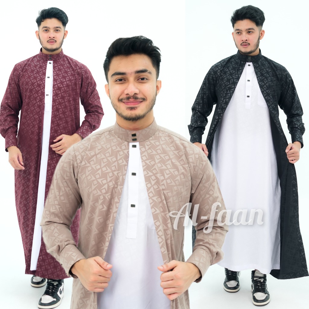 Jubah Pria rompi lengan manset Reguler Jubah Pria Gamis Pria Jubah Pria Muslim Jubah Gamis alfaan mo