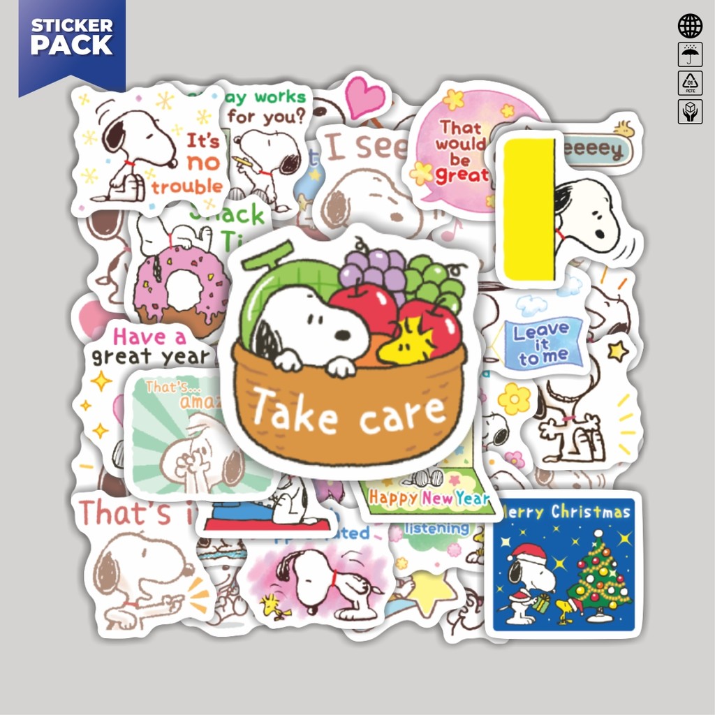

[100PCS]Stiker Pack Stiker Kartun Snoopy V23 Aesthetic Vinyl Anti Air Dekorasi Sticker Laptop Buku Journal Koper Helm Casing HP Gitar Helm Skateboard