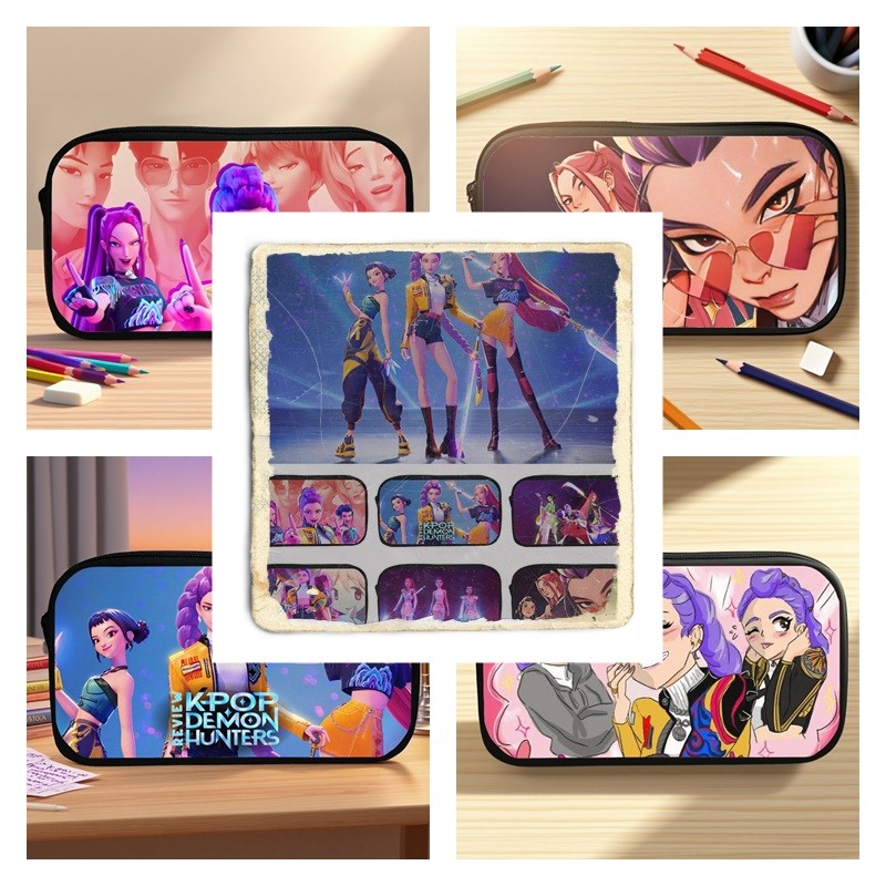 

Kpop Demon Hunters Pencil Case Cartoon Pencil Box Pen Holder Case Student School Stationery Storage Bag Fans Gift Collect Pouch