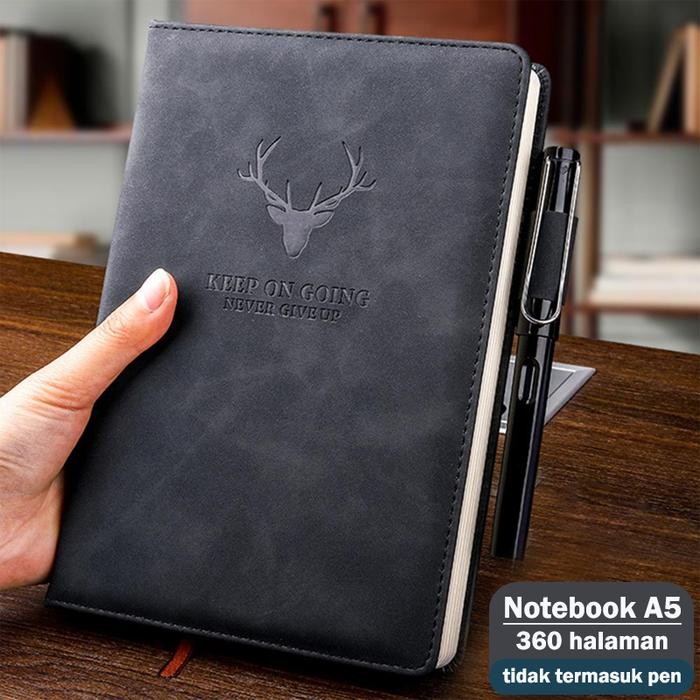 

MOVIO Business Notebook - Buku Catatan Bisnis / Buku Tulis / Buku A5 - A5 - Rusa Black