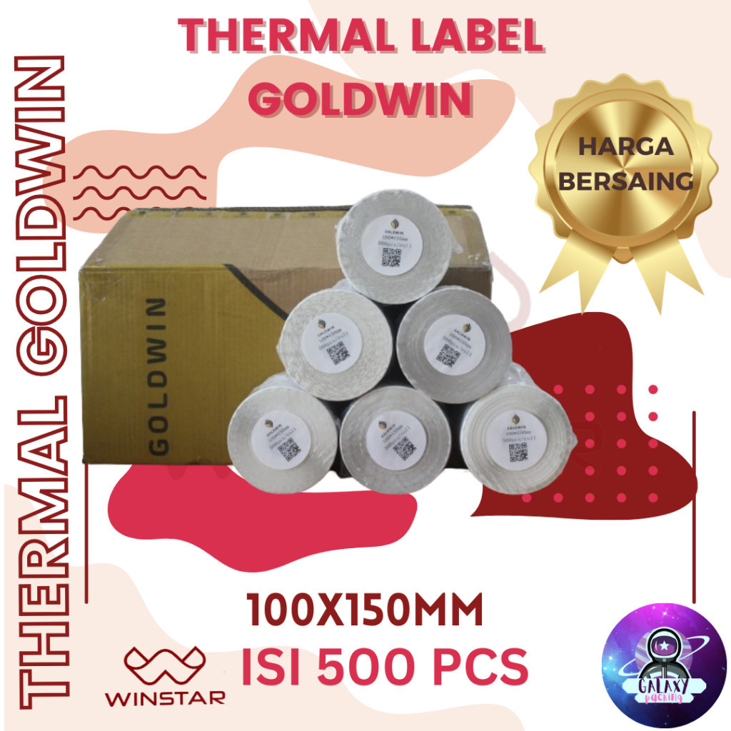 

PROMO BEST !!! THERMAL LABEL 100x150 isi 500 MERK GOLDWIN A6 MURAH