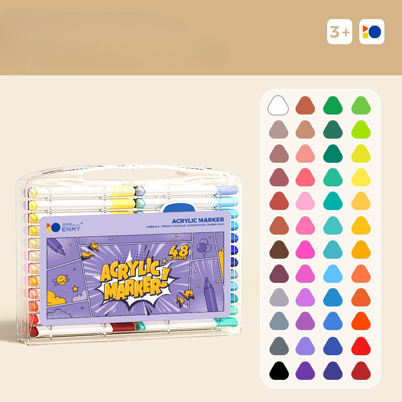 

ENMY Marker Akrilik Anak - Spidol Graffiti Air Dengan Penutup Karet, Pilihan 24/48/60/80 Warna, Aman & Non-Toxic