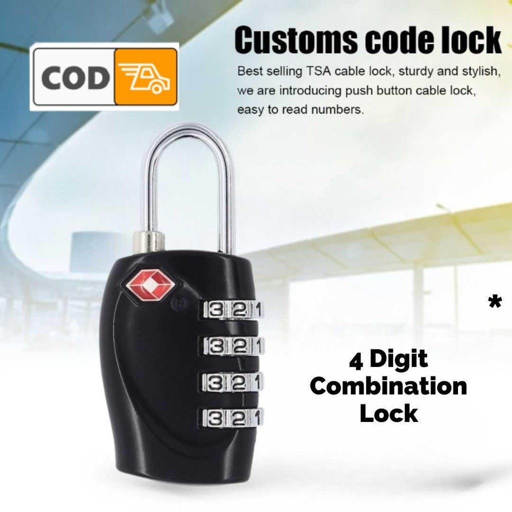 Gembok Koper TSA Kecil 4 Digit Kombinasi Angka Anti Maling Gembok Tas Ransel Koper Mini Kuat Travel 