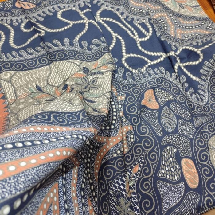 kain batik dobby motif abstrak kontemporer warna biru dongker