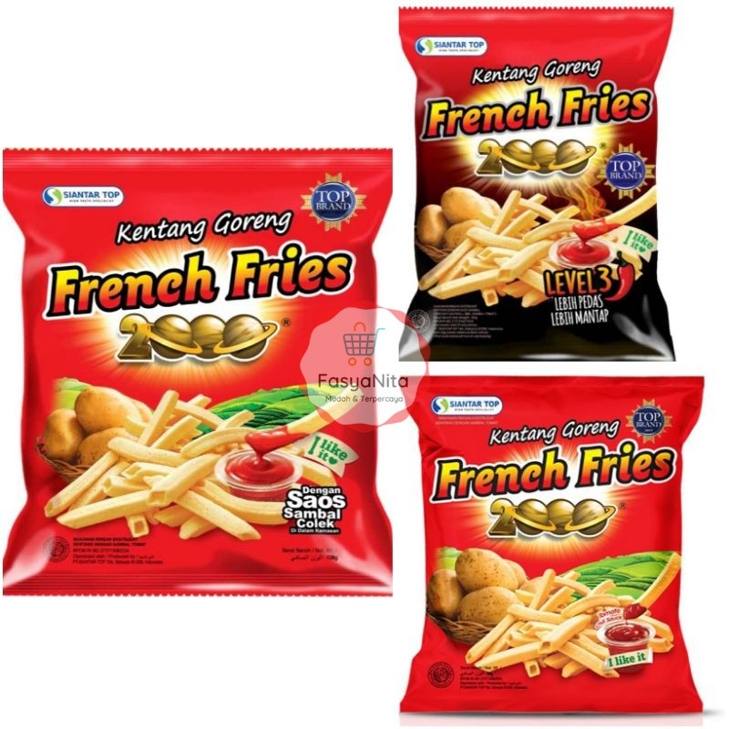 French Fries 2000 Premium baru sambal pedas Level 3 Snack kerupuk kentang kecil besar  jumbo - Fasya