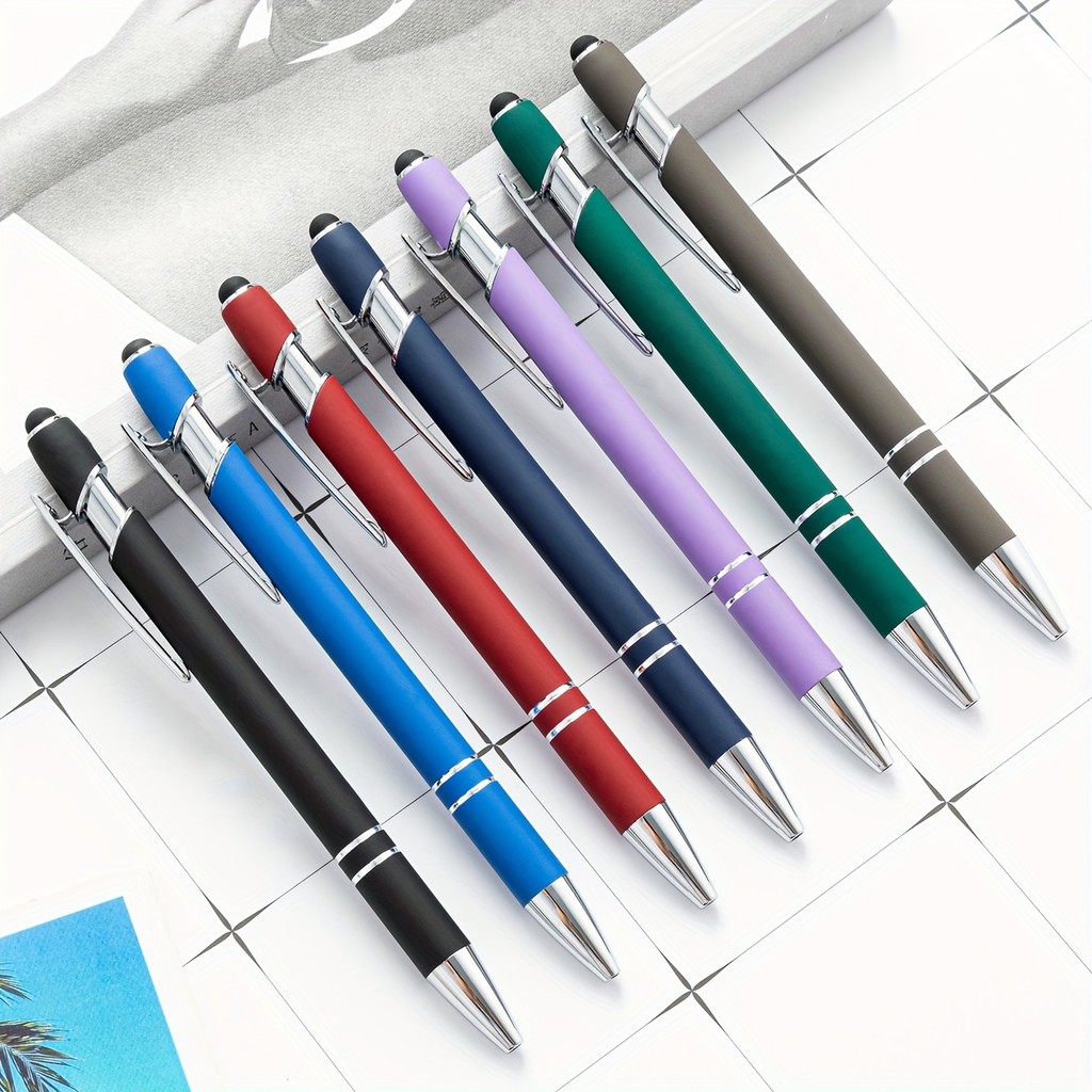 

1/4/10pcs Random Color Ballpoint Pens Retractable Multipack 2 in 1 Pens Set with Stylus Tip Black Ink Funny Pens for Work