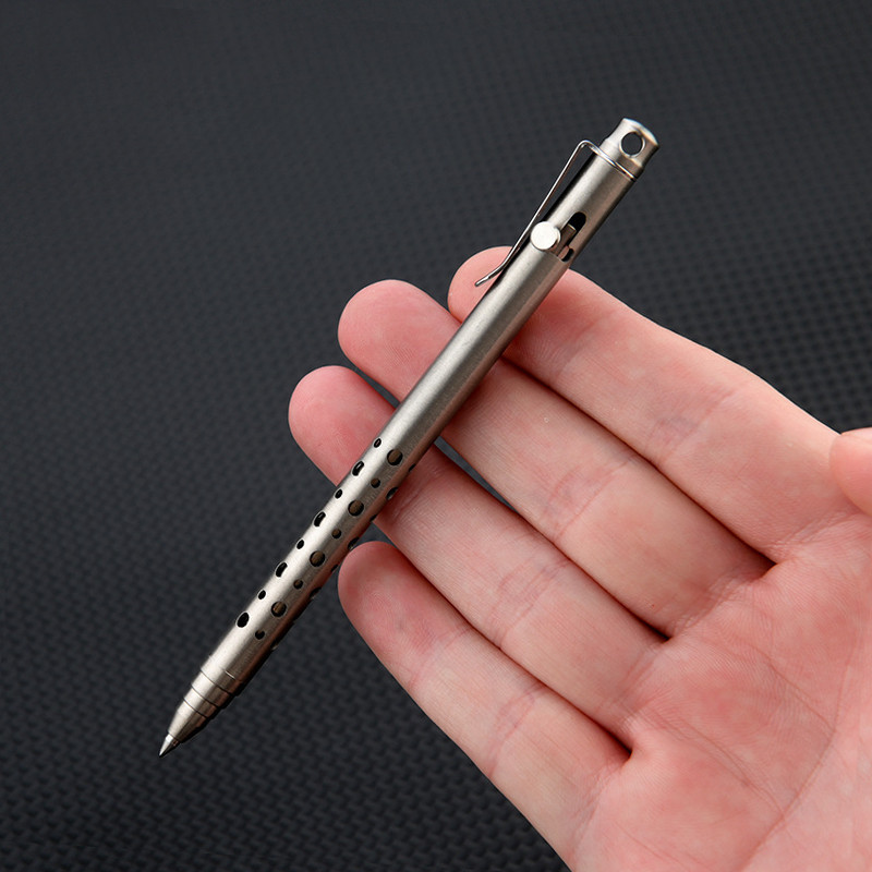

Portable Travel Titanium Alloy Ballpoint Pen Business Signature Pen Emergency Writing Tool Keychain School Office Stationery
