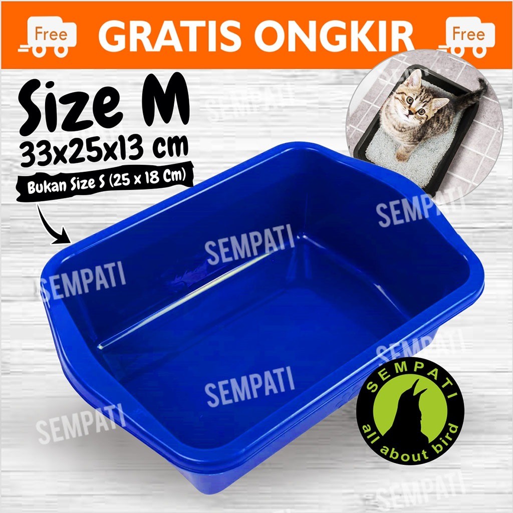 SEMPATI BASKOM PASIR KUCING TEMPAT POOP PUP HEWAN UKURAN M SEDANG MEDIUM SIZE BAK PASIR PLASTIK TEBA