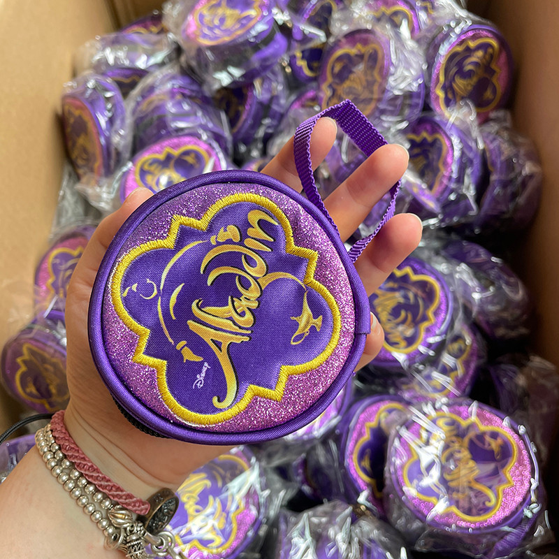 

Disney Cartoon Anime Aladdin Y2K Styles Embroidery Mini Wallet Keychain Aladdin Coin Purse Gifts for Kids