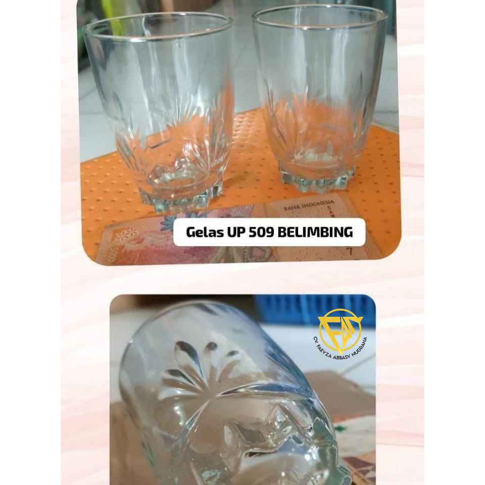 GELAS UP 509 BELIMBING UMBRA Kaca Belimbing Kecil / Gelas Kopi Teh / Gelas Kaca 6 pcs - streosfan