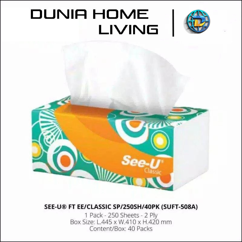 GROSIR Tissue See-U Classic 250 Sheets 2 Ply Facial Tisu Tisue Muka/Wajah