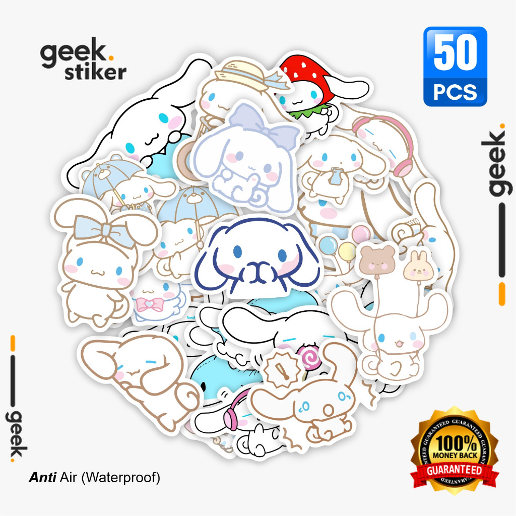 Stiker Pack Cinnamoroll Aesthetic | Stiker Kartun Animasi Paper Vinyl Waterproof | Stiker Laptop Buk