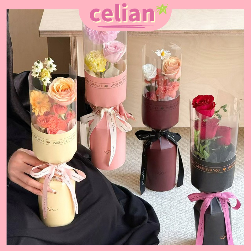 

【COD】10pcs Hari Ibu / Hari Valentine / Musim Kelulusan Terintegrasi Potongan Bentuk Tunggal Transparan Buket Bunga Kertas Pembungkus DIY Kertas Buket Bunga DIY