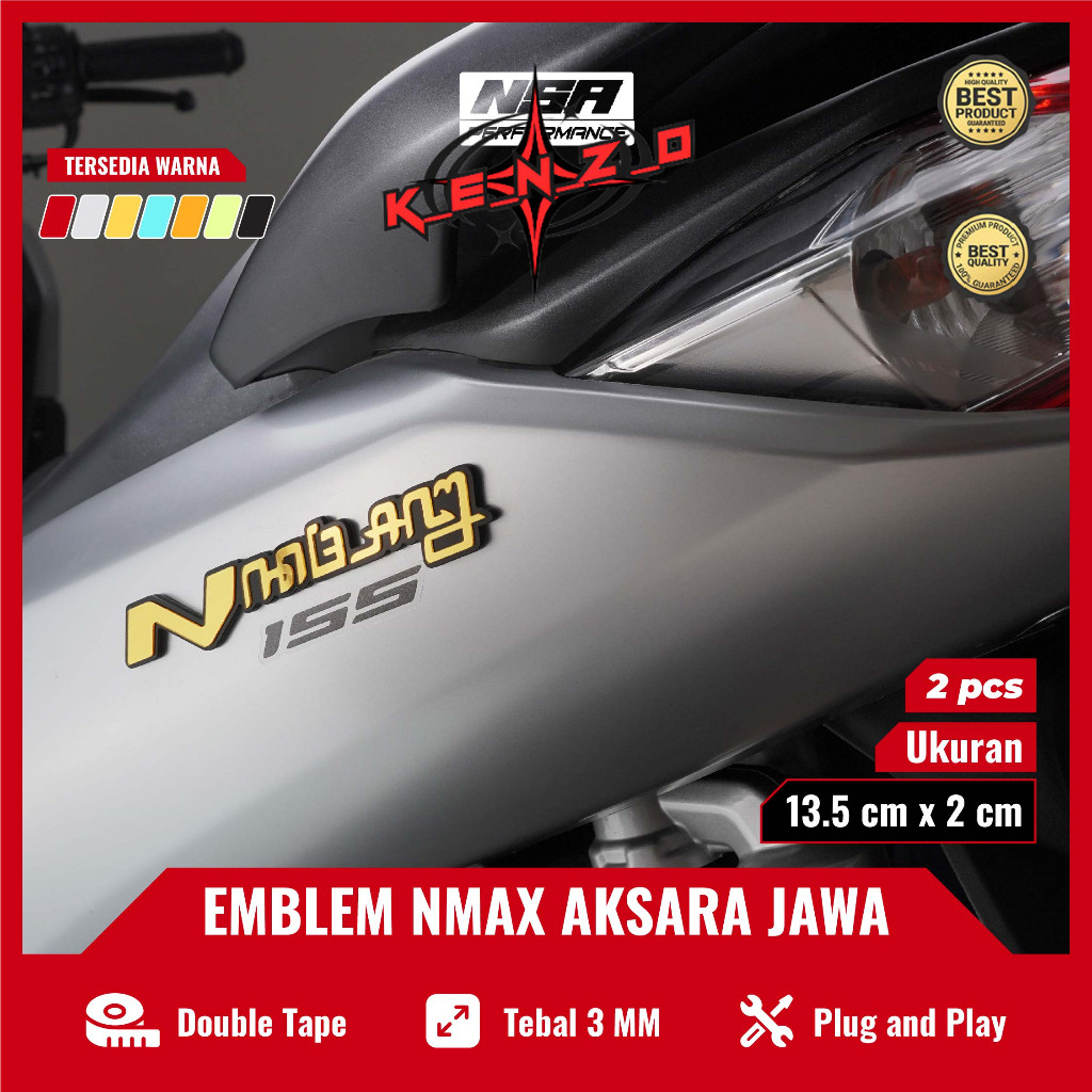 K_E_N_Z_O 2PCS EMBLEM NMAX AKSARA JAWA LOGO NMAX JAWA AKSARA JAWA 3D 2 PCS BUKAN STIKER ATAU STICKER