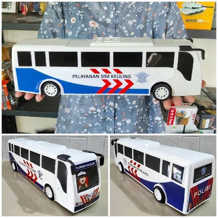 Promo Mainan Bus Polisi Besar Panjang jalan Tanpa Baterai Model Friction - Mainan Mobil Mobilan Bis 