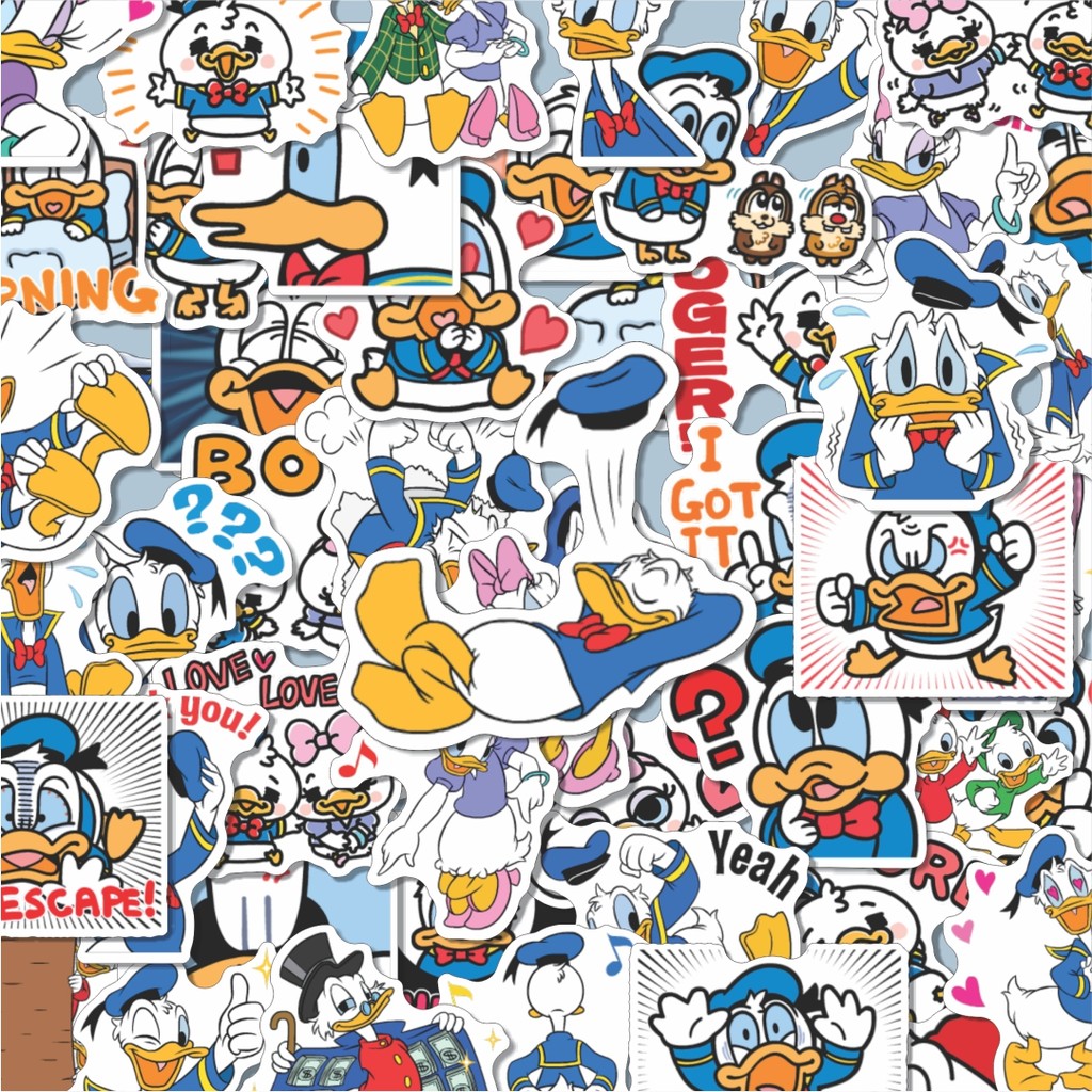 

100PCS Lucu Stiker Donald Duck Dekorasi Lucu Kreatif untuk Notebook, Skateboard, HP