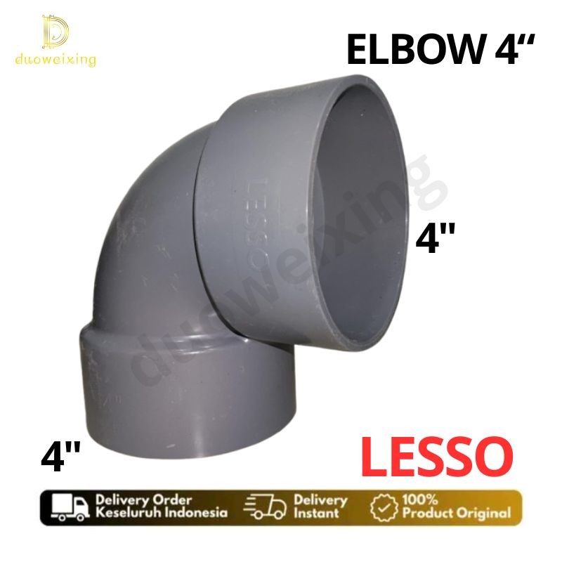 LESSO elbow PVC 4" DV Fitting pipa elbow L Knie Keni Knee 4 inch 90derajat