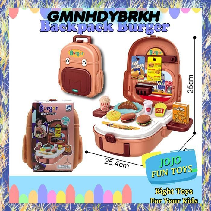 Mainan Anak Tas Backpack Set Peran Edukasi JojoFunToys - Burger