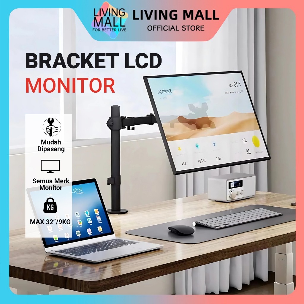 Monitor Bracket TV LED / Bracket LCD Monitor PC Gas Spring 13-32 inch Satu ARM dan Dua ARM / Monitor