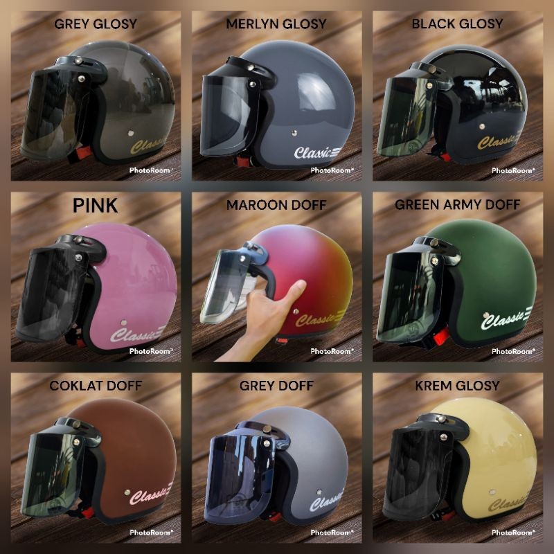 HELM BOGO CLASSIC GARIS TIGA HELM BOGO PRIA WANITA HELM BOGO PROMO HARGA MURAH