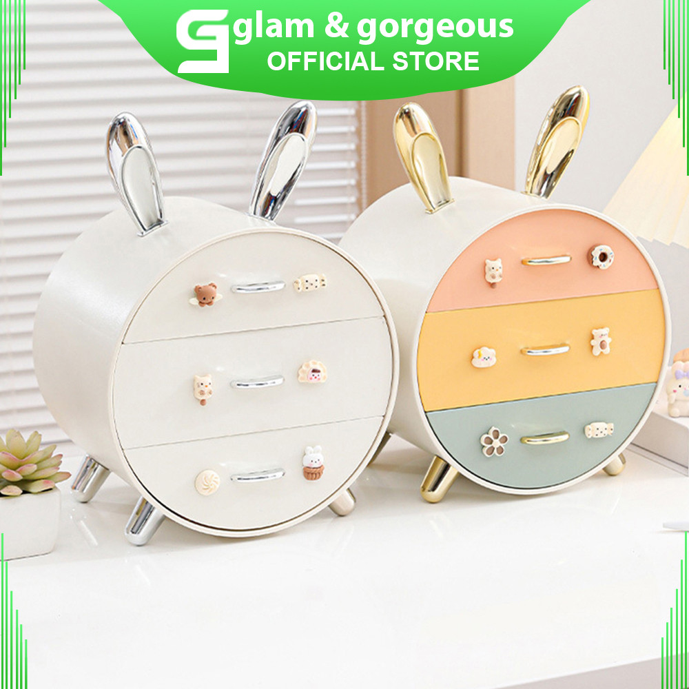 Laci Mini Aesthetic Lucu Karakter Kartun Rak Organizer Meja Tempat Makeup Aksesoris Perhiasan DD021