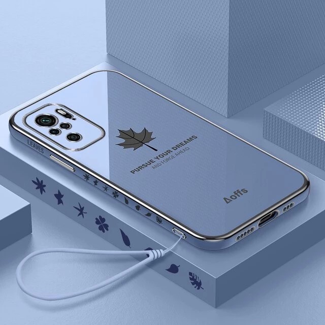 Case Maple Xiaomi Redmi Note 10 4G / Note 10s Softcase Motif Mewah Electro Plating FREE Tali Gantung