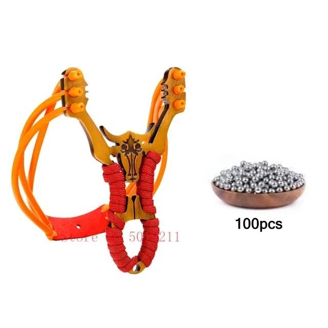 Powerful Alloy Slingshot Set Steel Balls Catapult Slingshot Bow Bag with 2 Rubber Bands Outdoor Hunt