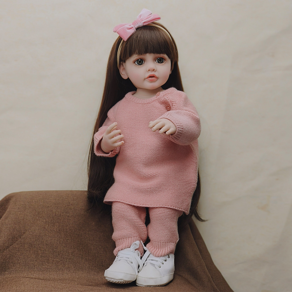 Reborn Baby Doll 55cm Little Girl Baby Full Body Silicon For Girls Newborn Doll Toddler Fashion Cute