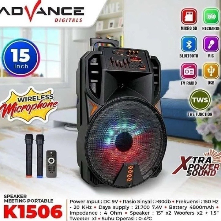 ( GARANSI RESMI ) SPEAKER ADVANCE BLUETOOTH K1506 / SPEAKER ADVANCE K1504/SPEAKER ADVANCE K-1504 2 M
