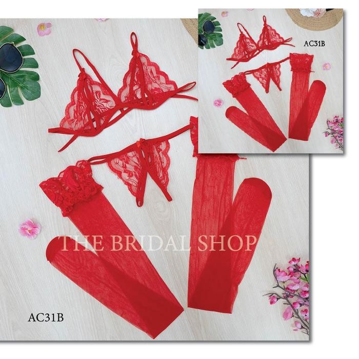 Bra Underwear CD Stocking Brokat Lingerie Aksesoris Wanita AC31B