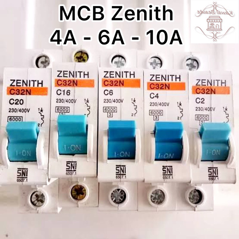 MCB Zenith 2A - 4A - 6A - 10A - 16A Ampere (Miniature Circuit Breaker) Tahan Lama