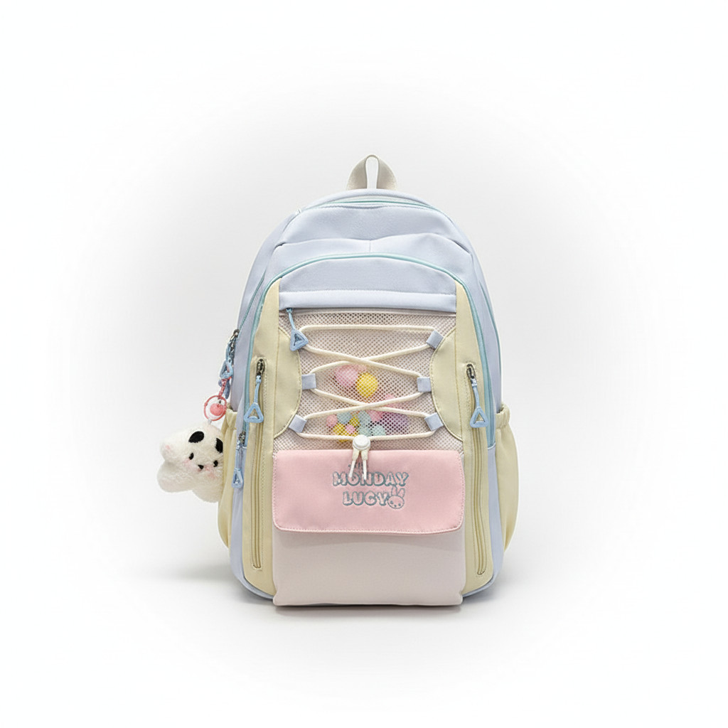 Tas Ransel Cewek Kekinian Simple Waterproof | Tas Sekolah Wanita Muat Laptop