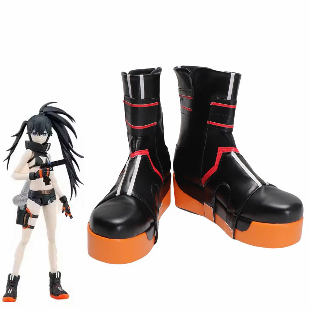 Black Rock Shooter Cosplay Shoes BRS Halloween Carnival Boots Cosplay Prop PU Leather Shoes