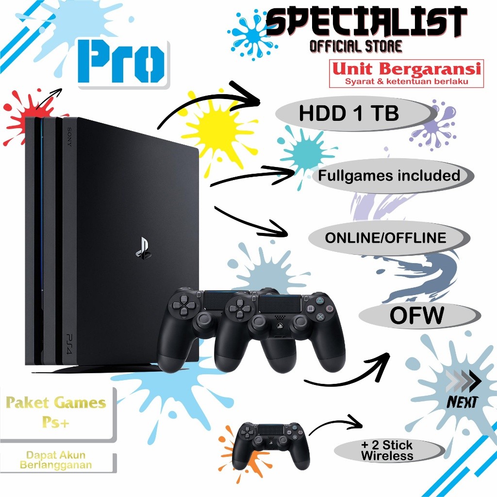 Playstation 4 Type Pro OFW Include Hdd 1 TB + Full Games Bonus Akun & LanggananMurah