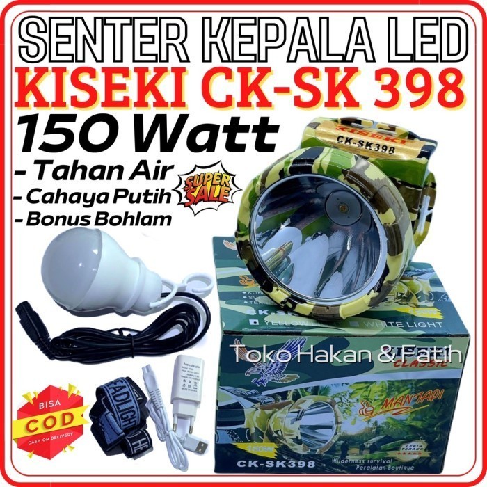 cod promo murah paket diskon% senter kepala KISEKI 150W CK- SK 398 - SENTER KEPALA SUPER TERANG 150W