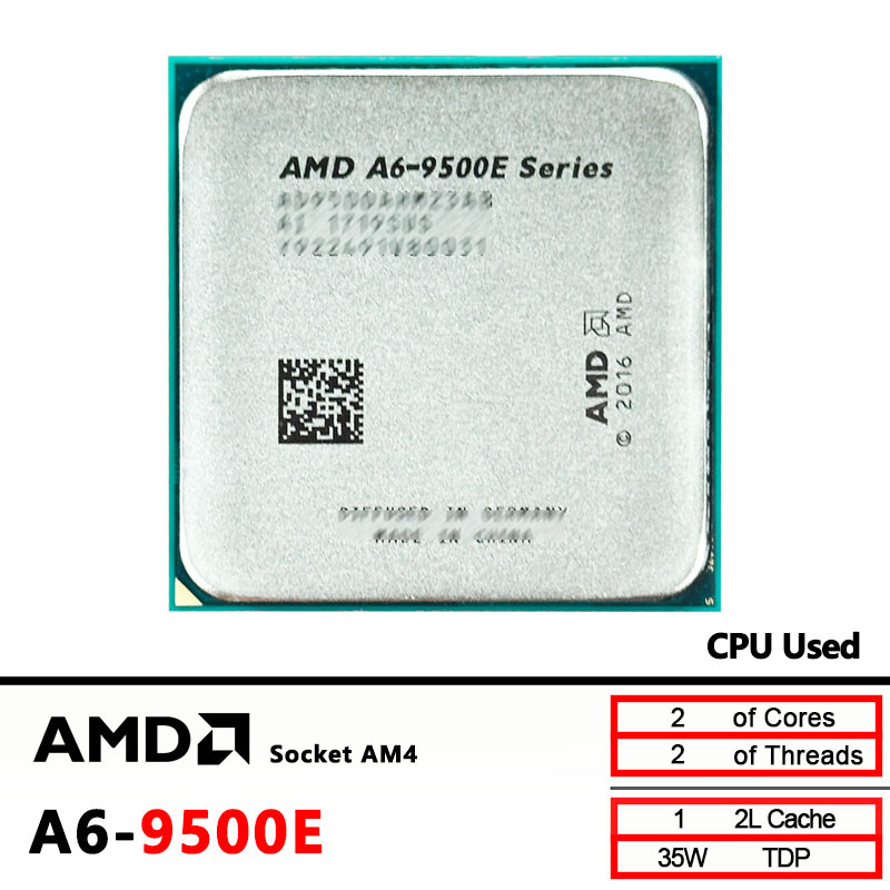 AMD A6-Series A6-9500E Used A6 9500E 3.0 GHz  AD9500AHM23AB / AD950BAHM23AB Socket AM4